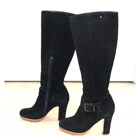 Tall Suede Boots with Heel - Picture 1 of 5
